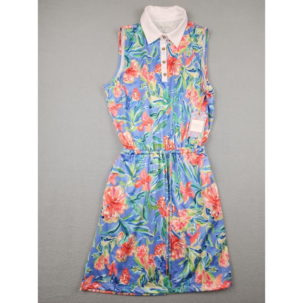Stella Parker Sport Dress Womens XS Blue Tropical Floral Golf Above Knee NWT